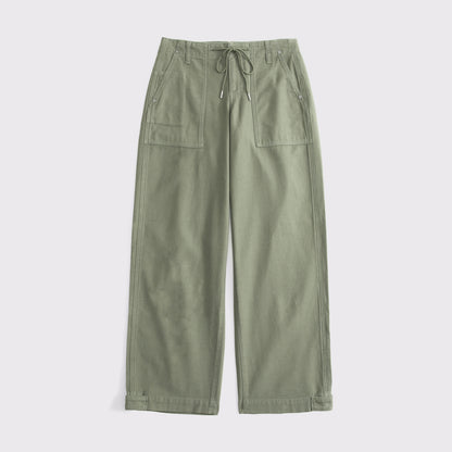 Abercrombie 100% Cotton Curve Love Low Rise Ultra Loose Weekender Pant