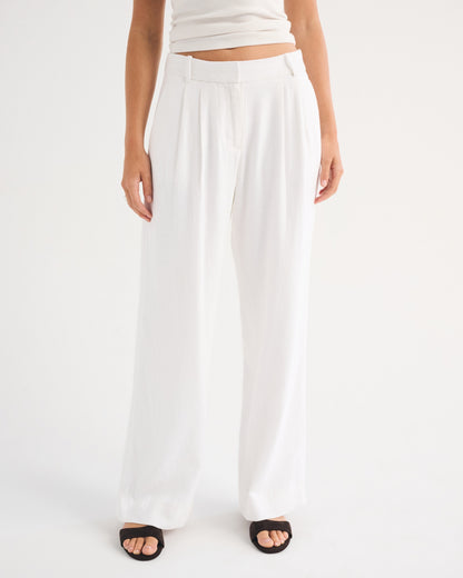 Abercrombie A&F Sloane Low Rise Linen-Blend Tailored Wide Leg Pant