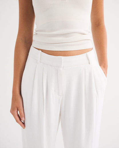 Abercrombie A&F Sloane Low Rise Linen-Blend Tailored Wide Leg Pant