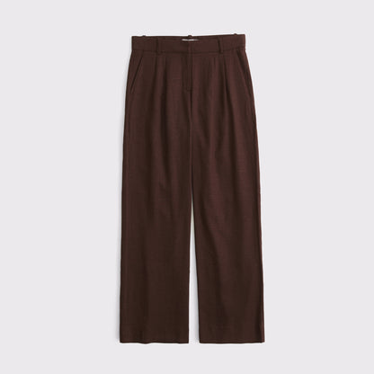 Abercrombie A&F Sloane Low Rise Linen-Blend Tailored Wide Leg Pant