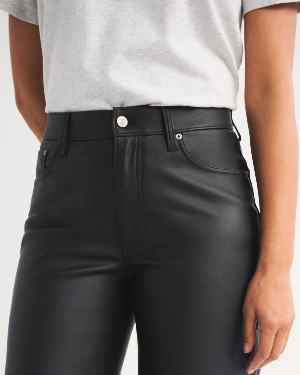 Abercrombie Curve Love Vegan Leather High Rise Wide Leg Pant