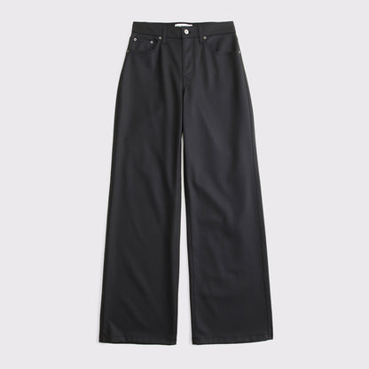 Abercrombie Curve Love Vegan Leather High Rise Wide Leg Pant