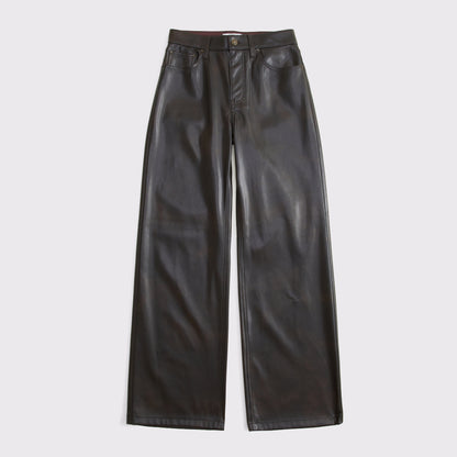 Abercrombie Curve Love Vegan Leather High Rise Wide Leg Pant