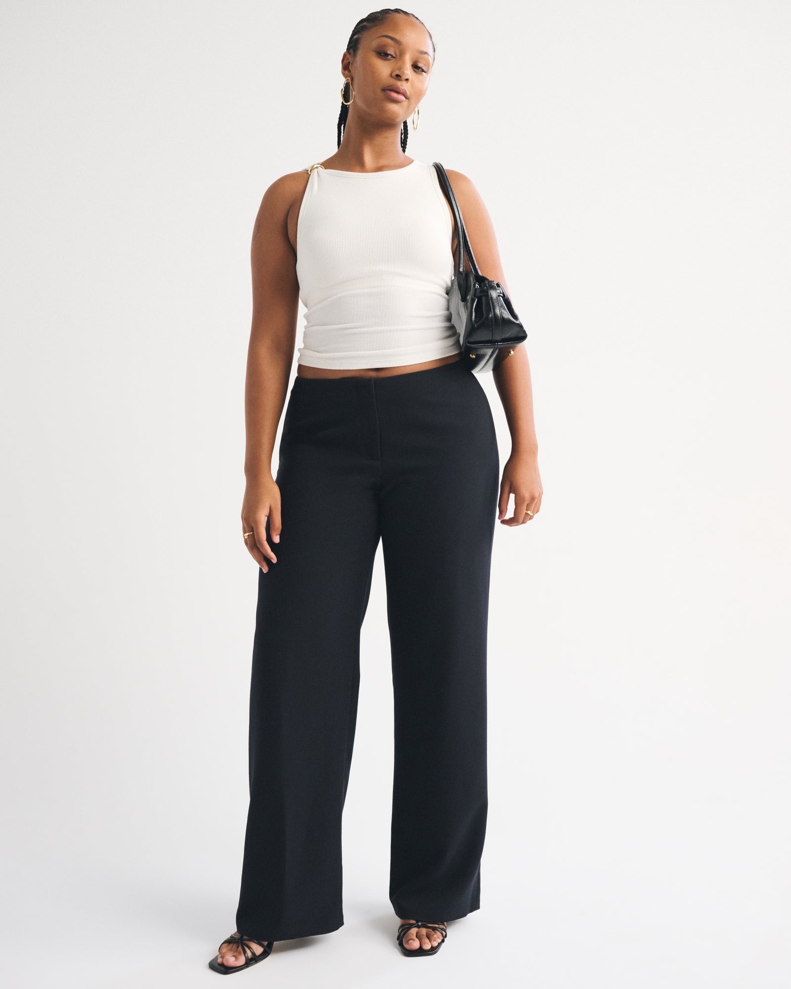Abercrombie Curve Love Clean Waist Low Rise Tailored Wide Leg Pant