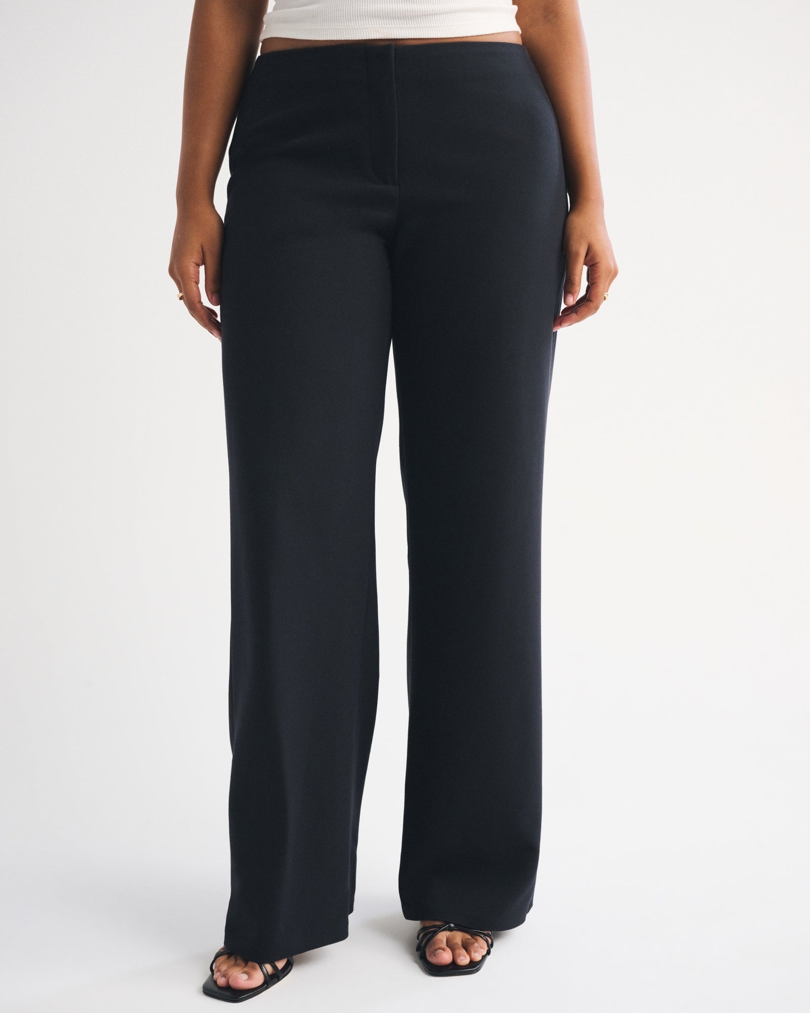 Abercrombie Curve Love Clean Waist Low Rise Tailored Wide Leg Pant