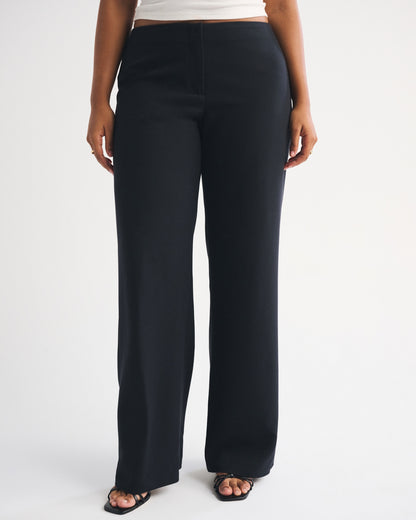 Abercrombie Curve Love Clean Waist Low Rise Tailored Wide Leg Pant
