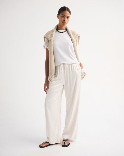 Abercrombie A&F Gemma Satin Wide Leg Pull-On Pant
