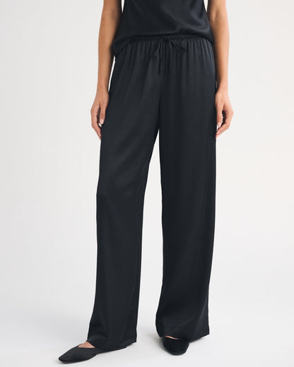 Abercrombie A&F Gemma Satin Wide Leg Pull-On Pant