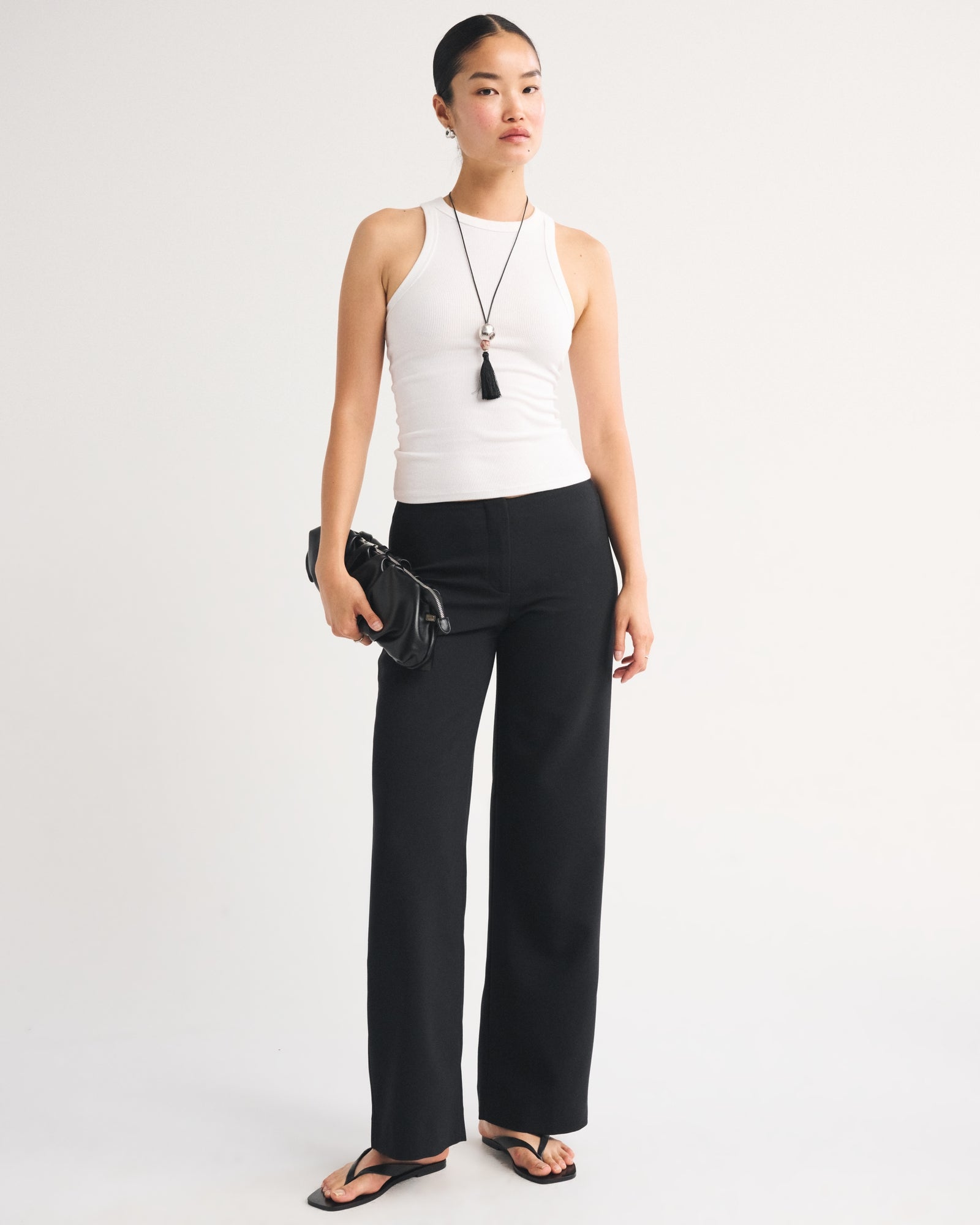 Abercrombie Clean Waist Low Rise Tailored Wide Leg Pant