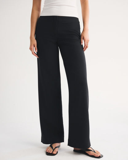 Abercrombie Clean Waist Low Rise Tailored Wide Leg Pant