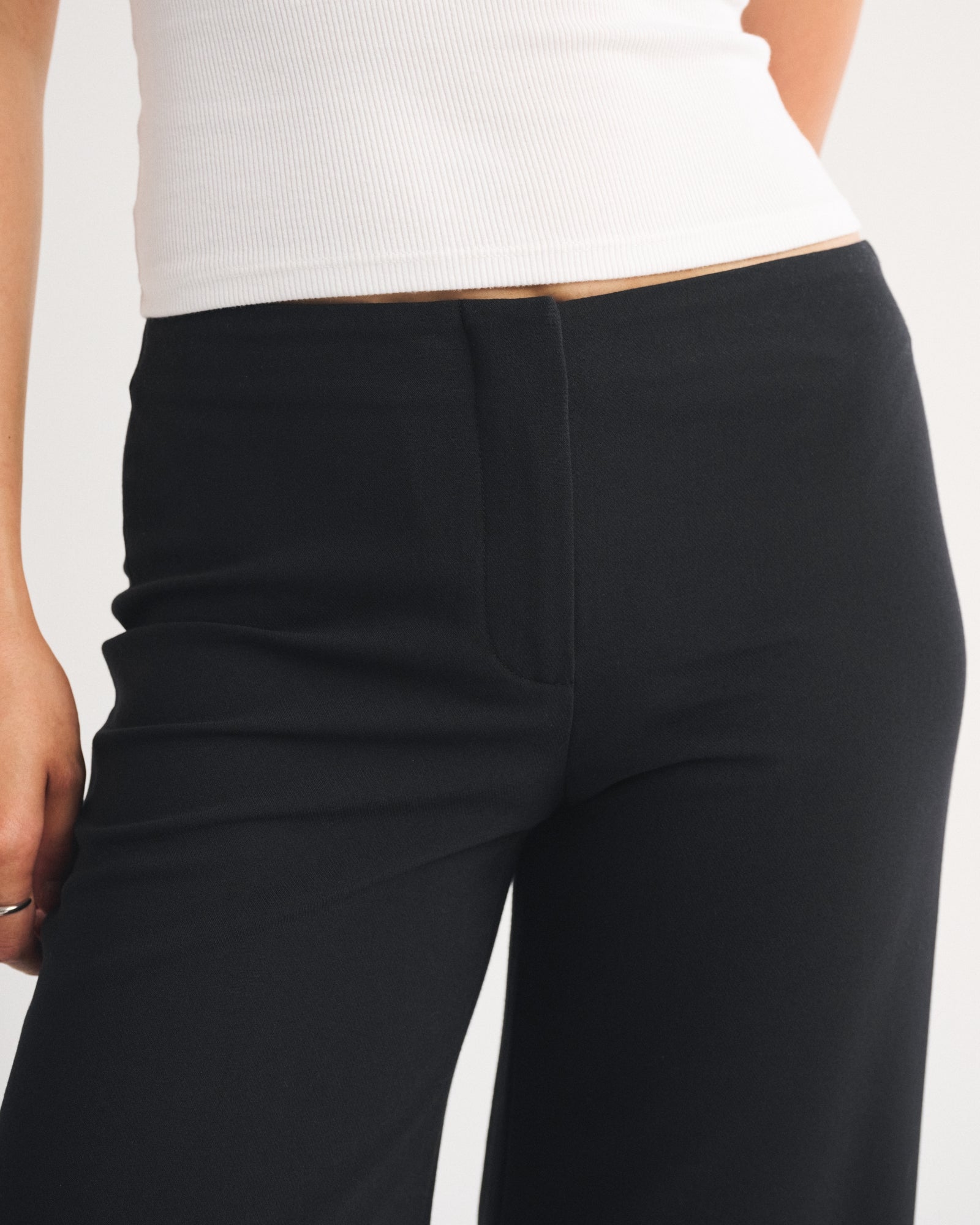 Abercrombie Clean Waist Low Rise Tailored Wide Leg Pant