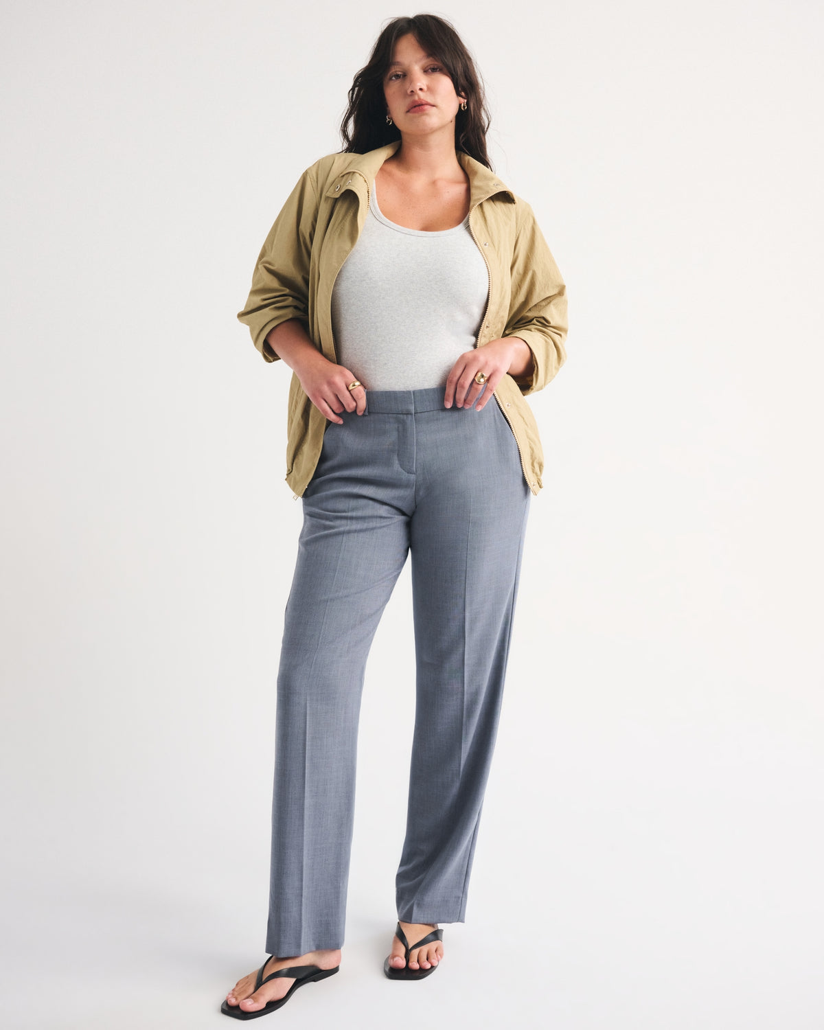 Abercrombie Curve Love Low Rise Tailored Straight Leg Pant