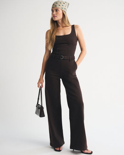 Abercrombie Belted Denim Jumpsuit