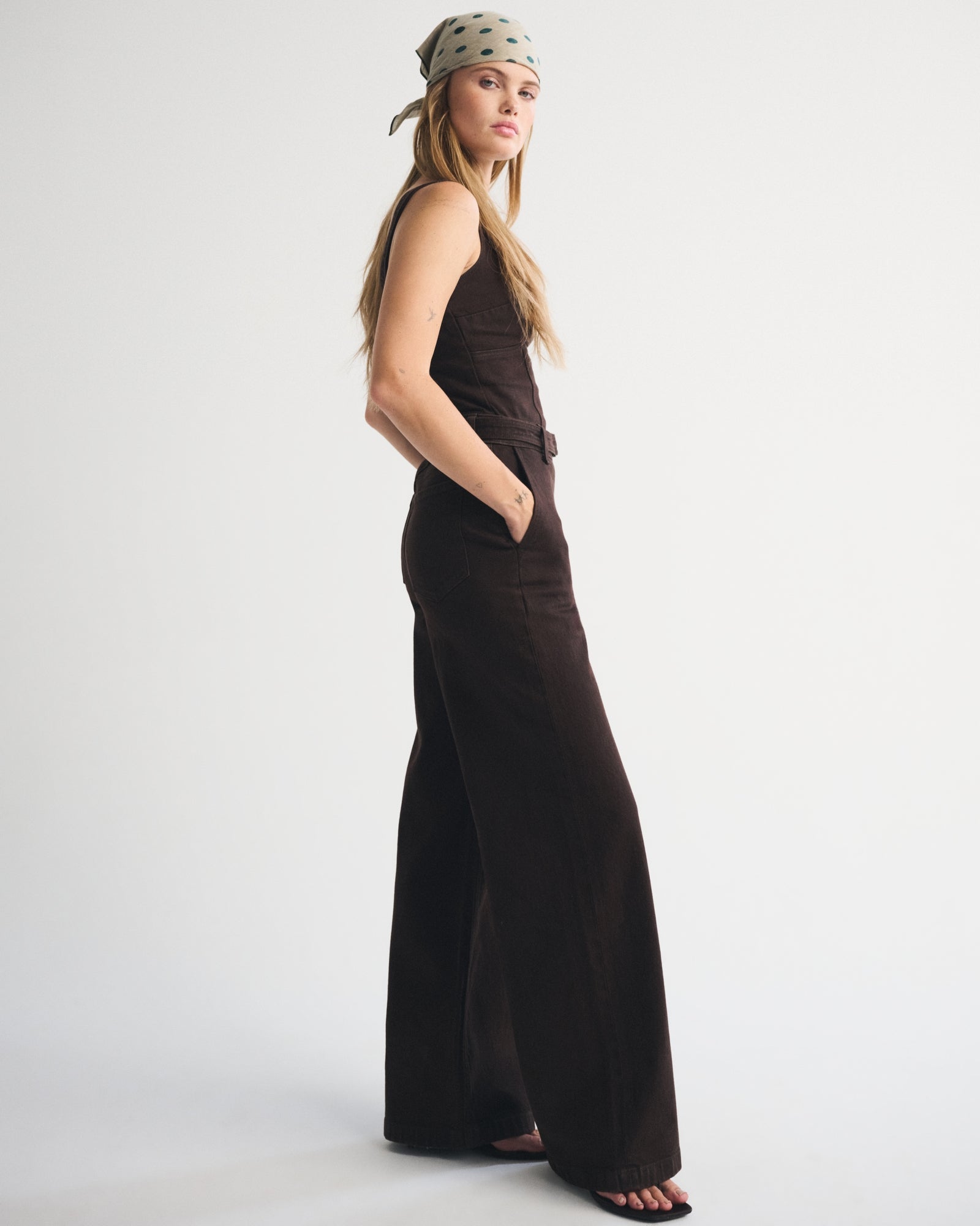 Abercrombie Belted Denim Jumpsuit