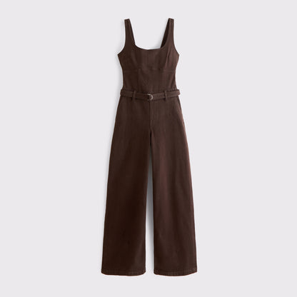Abercrombie Belted Denim Jumpsuit