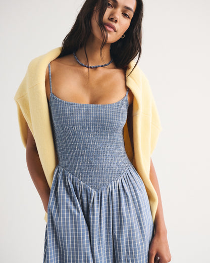 Abercrombie A&F Sydney Smocked Dipped-Waist Midi Dress