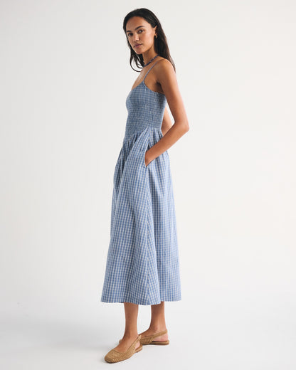 Abercrombie A&F Sydney Smocked Dipped-Waist Midi Dress