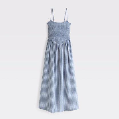 Abercrombie A&F Sydney Smocked Dipped-Waist Midi Dress