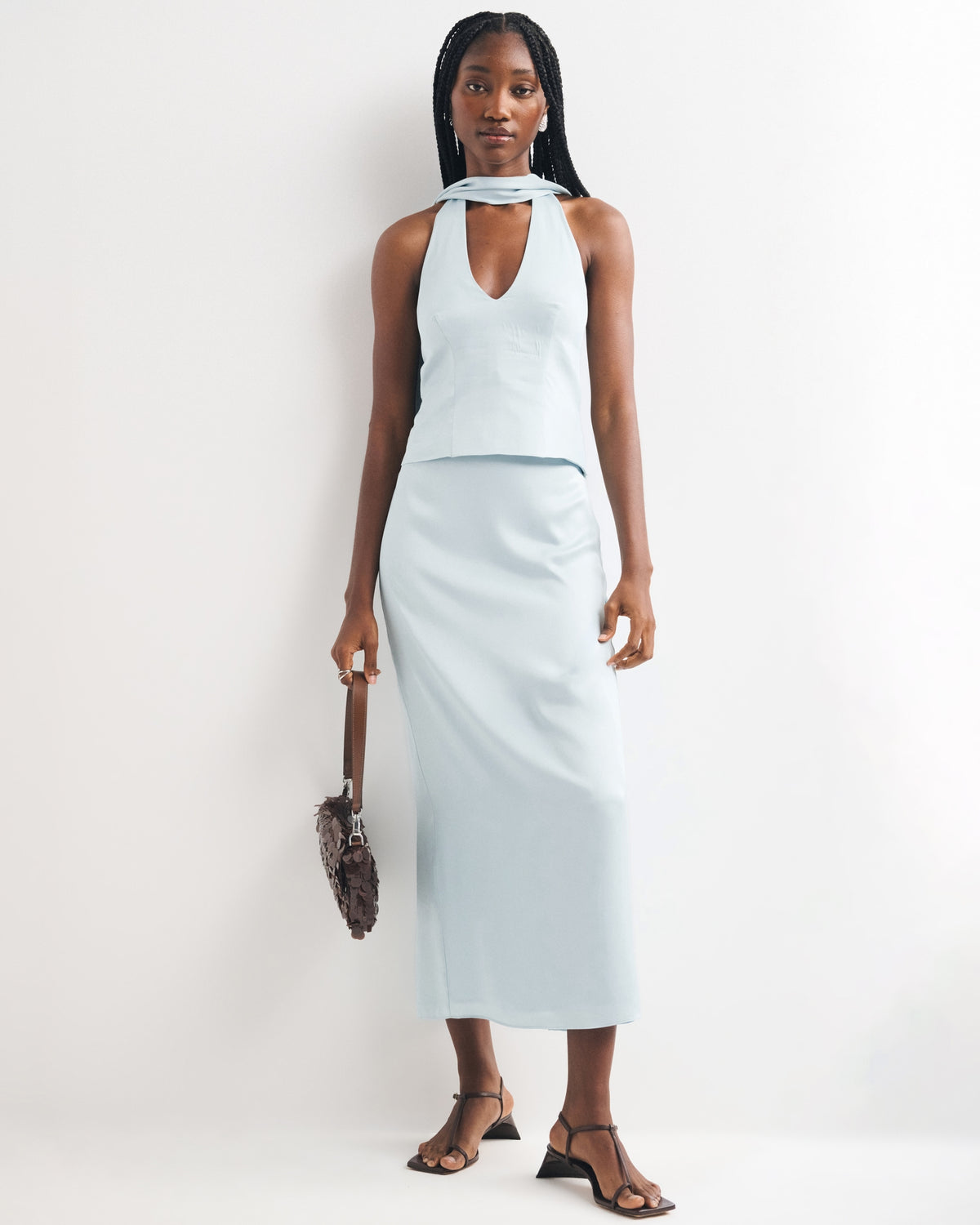 Abercrombie Mid Rise Satin Maxi Set Skirt