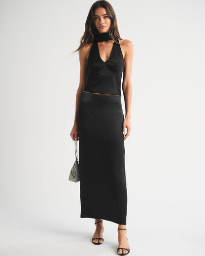 Abercrombie Mid Rise Satin Maxi Set Skirt