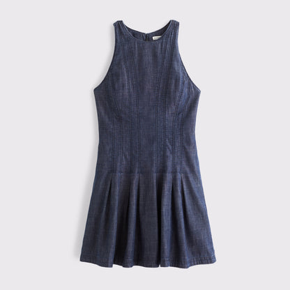 Abercrombie High Neck Chambray Mini Dress