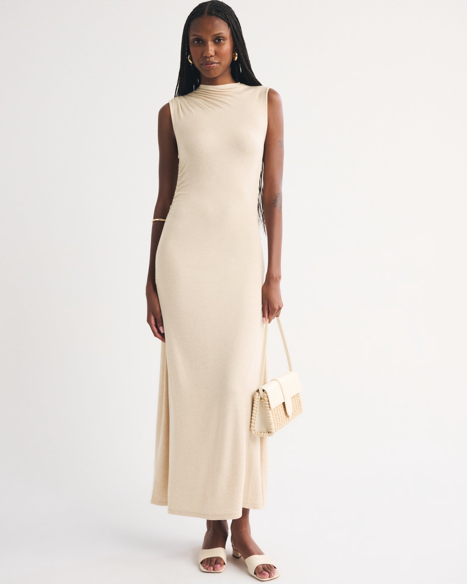 Abercrombie Fine Wool-Blend Mock Neck Maxi Dress