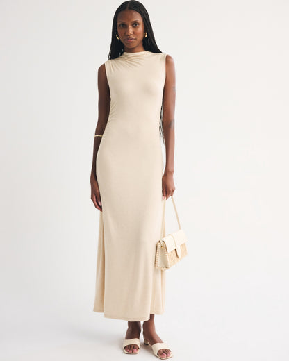 Abercrombie Fine Wool-Blend Mock Neck Maxi Dress