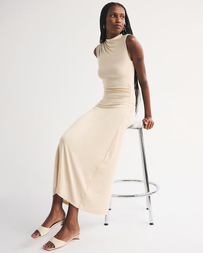 Abercrombie Fine Wool-Blend Mock Neck Maxi Dress