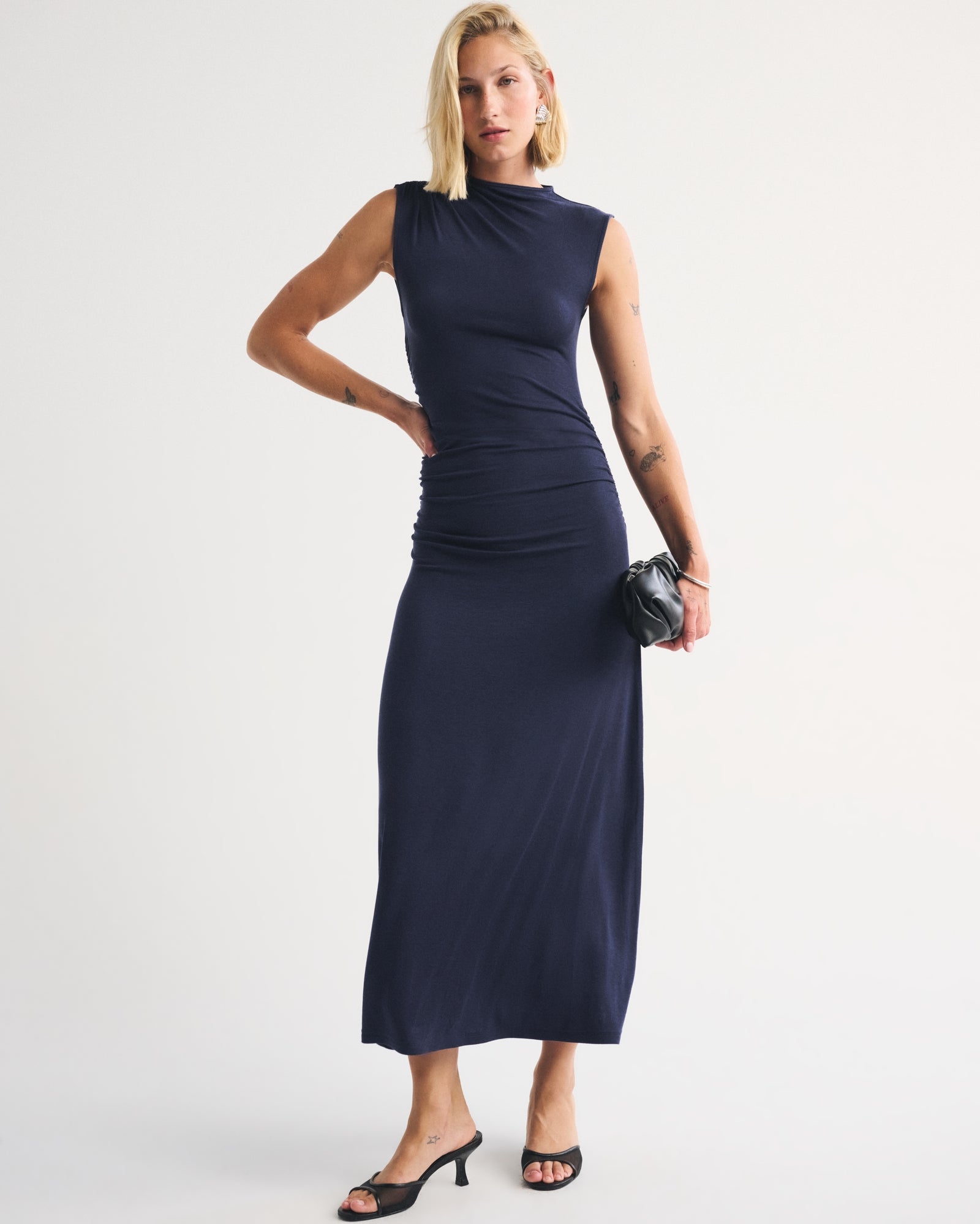Abercrombie Fine Wool-Blend Mock Neck Maxi Dress