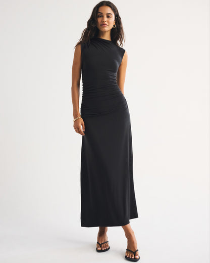 Abercrombie Fine Wool-Blend Mock Neck Maxi Dress