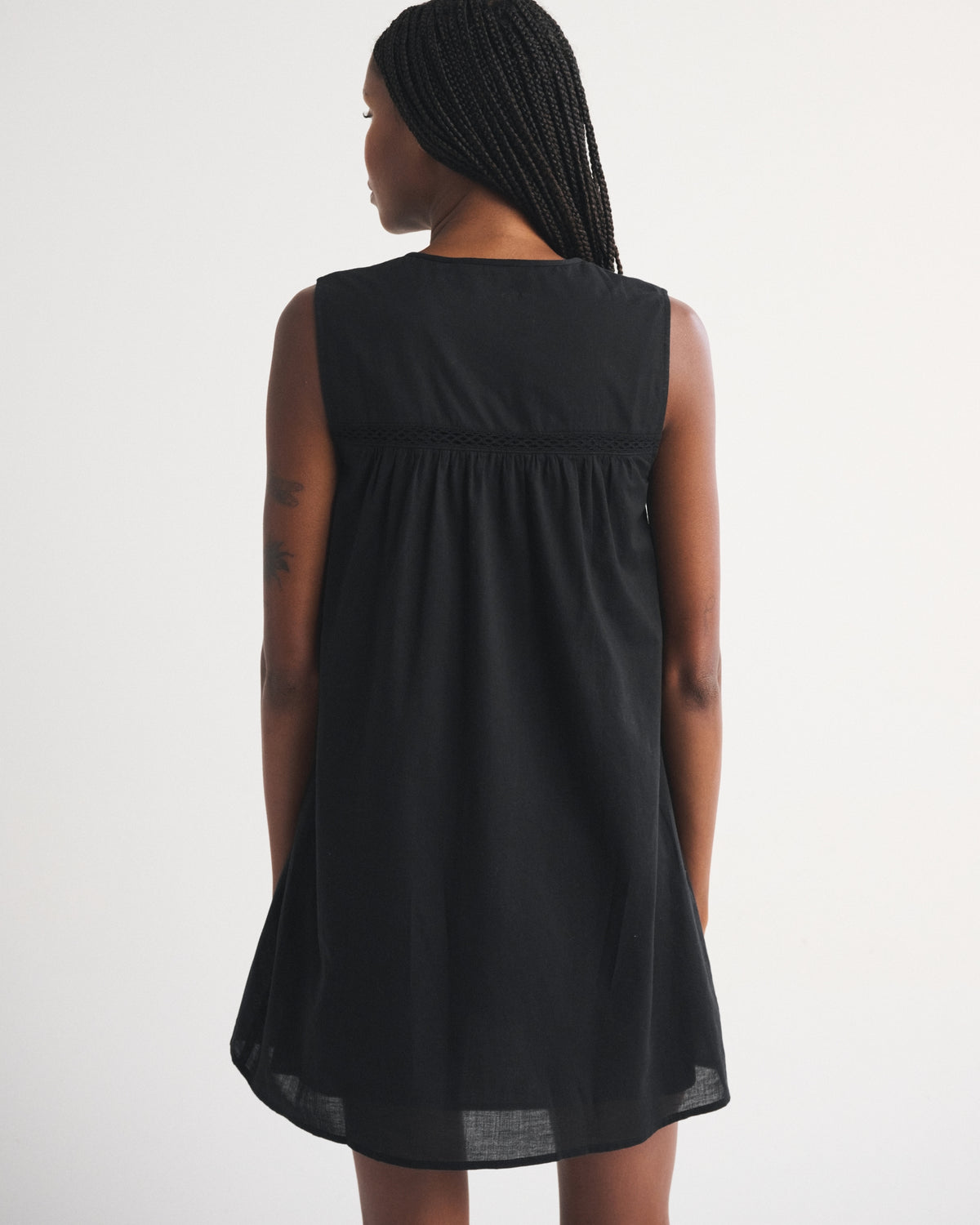 Abercrombie 100% Cotton Lace-Trim Pintuck Button-Through Easy Mini Dress