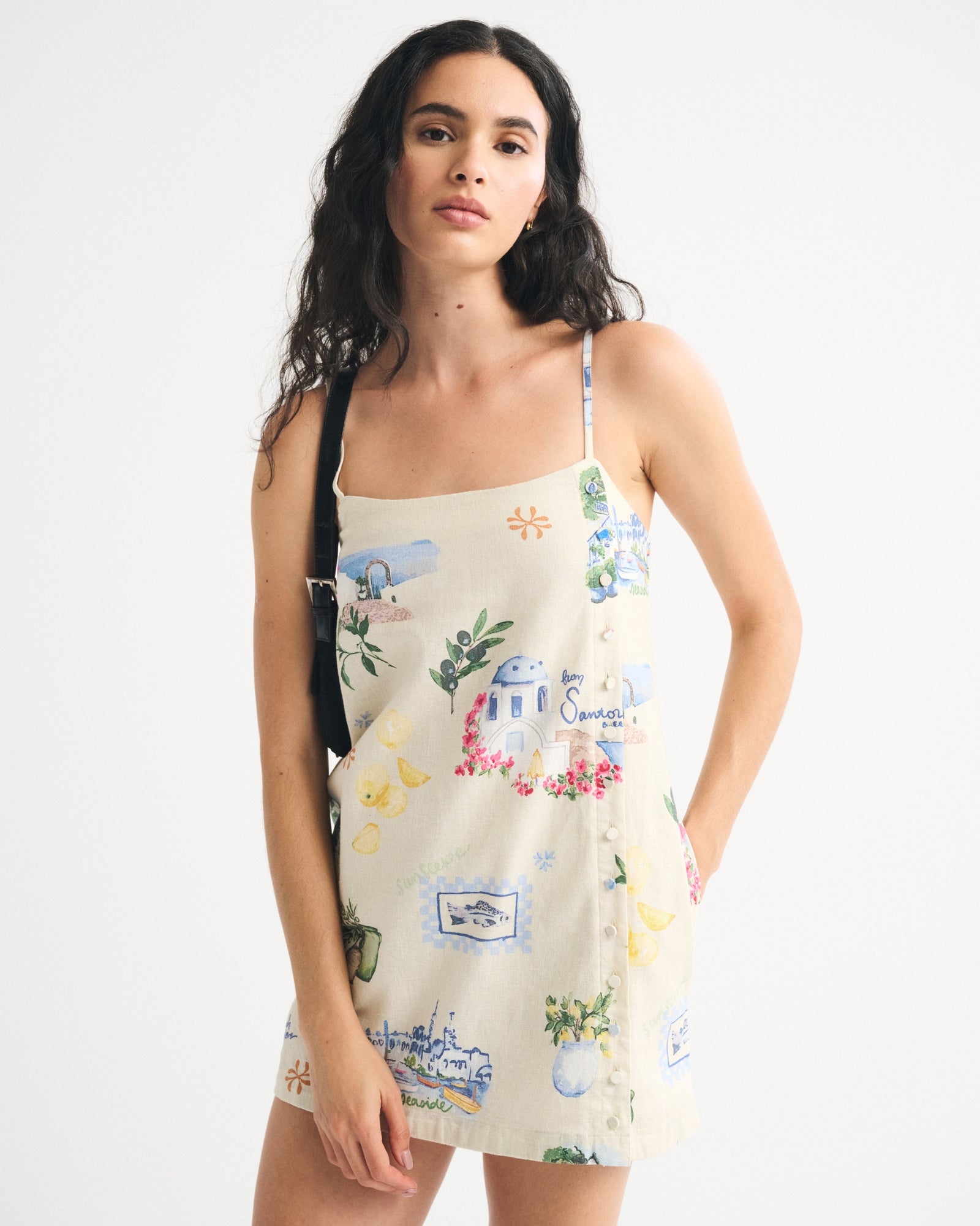 Abercrombie Linen-Blend Button Skort