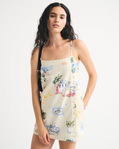 Abercrombie Linen-Blend Button Skort