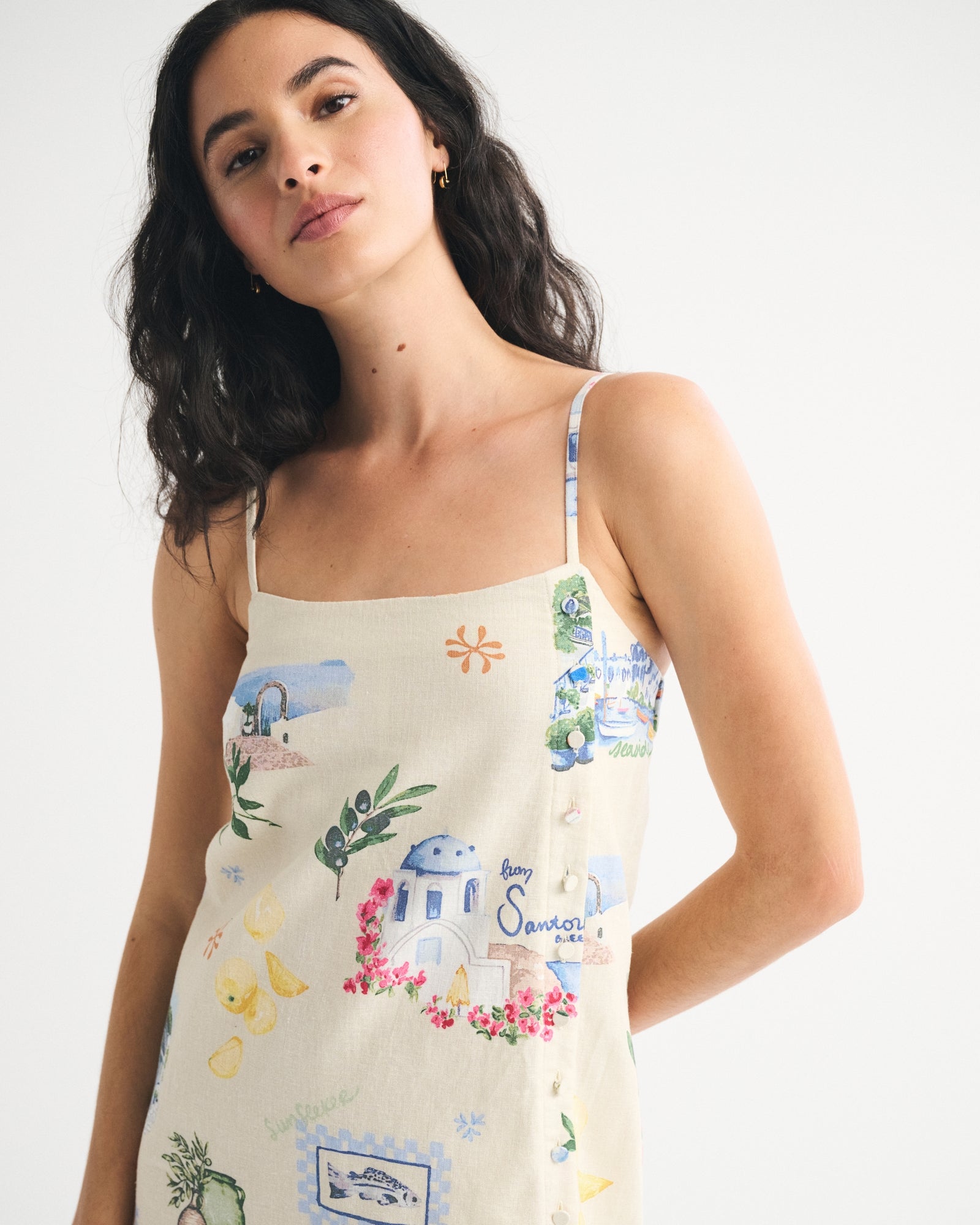 Abercrombie Linen-Blend Button Skort