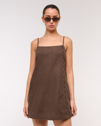Abercrombie Linen-Blend Button Skort