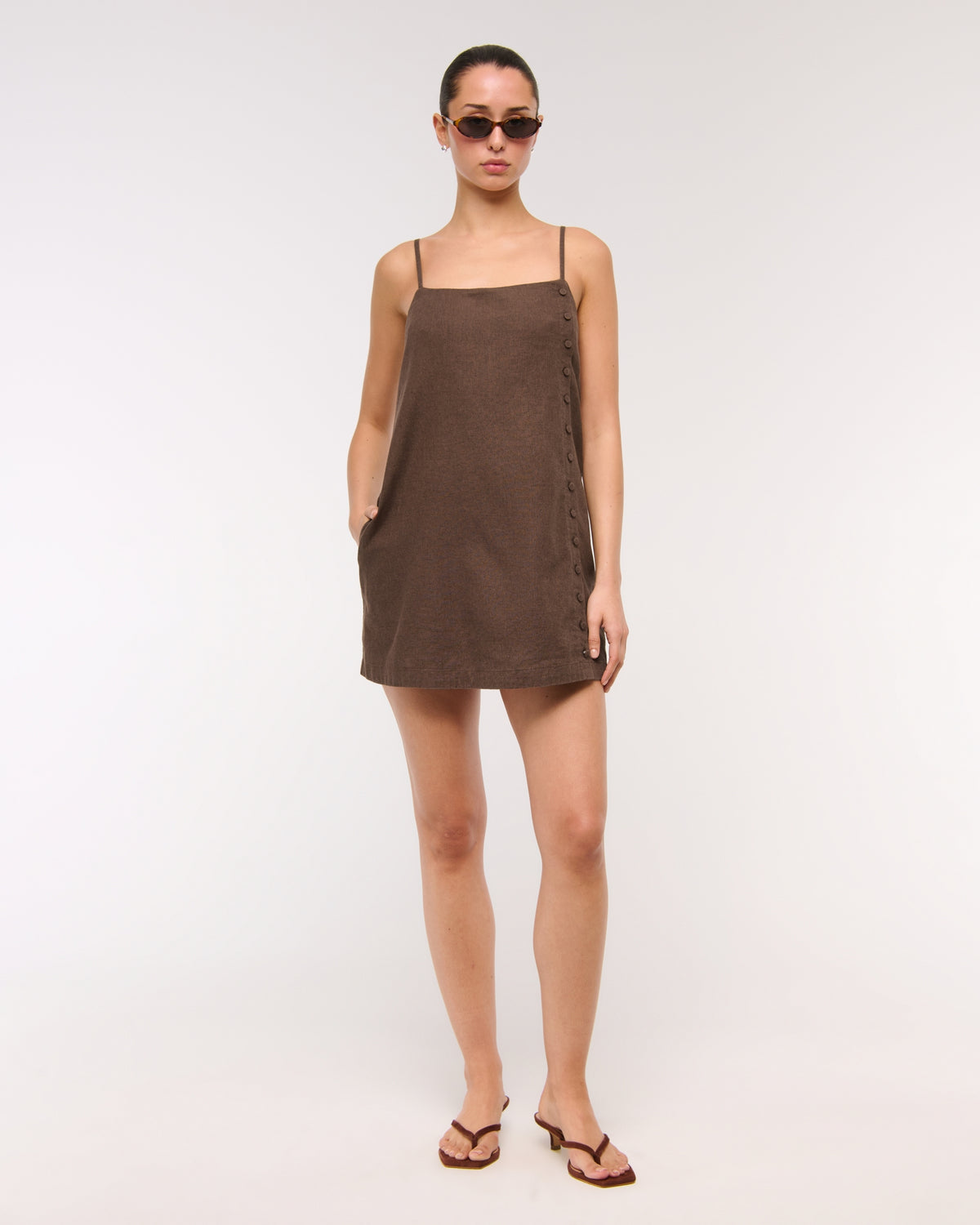 Abercrombie Linen-Blend Button Skort