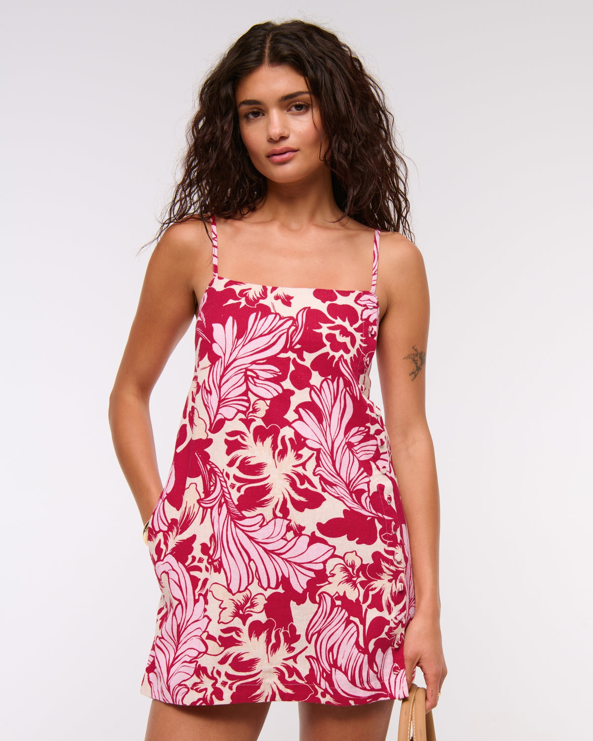 Abercrombie Linen-Blend Button Skort