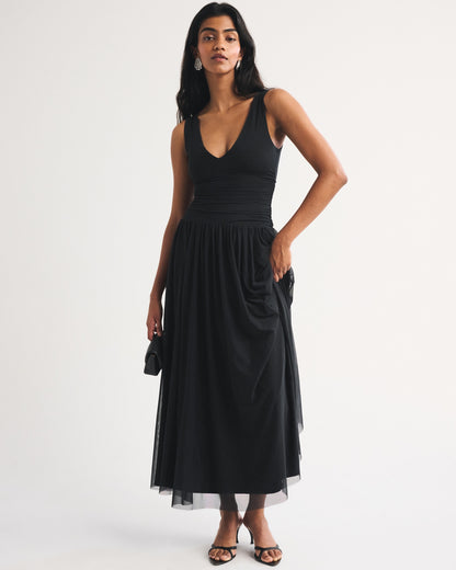 Abercrombie The A&F Convertible Mesh Maxi Dress