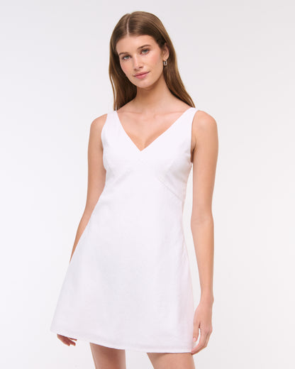 Abercrombie V-Neck Linen-Blend Mini Dress