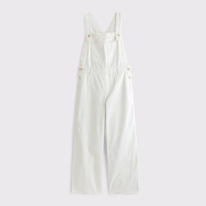 Abercrombie 100% Cotton Embroidered Trim Overall Jumpsuit