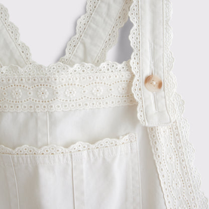 Abercrombie 100% Cotton Embroidered Trim Overall Jumpsuit