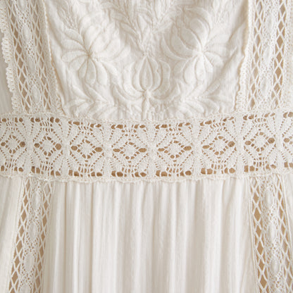 Abercrombie Puff Sleeve Lace-Pieced Maxi Dress