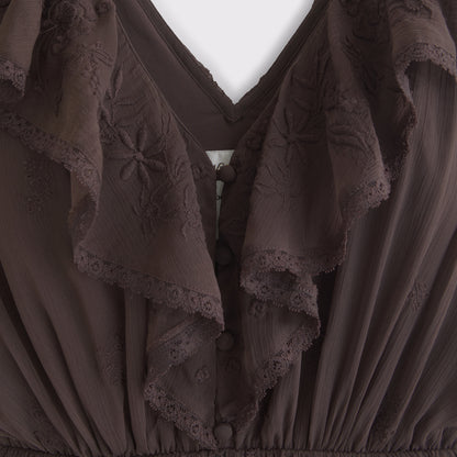 Abercrombie V-Neck Embroidered Tiered Maxi Dress