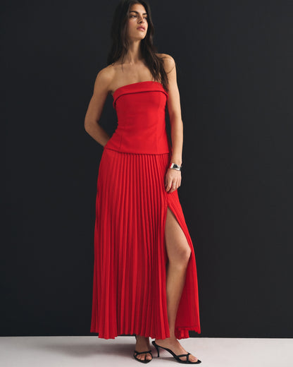 Abercrombie High Rise Pleated Maxi Set Skirt