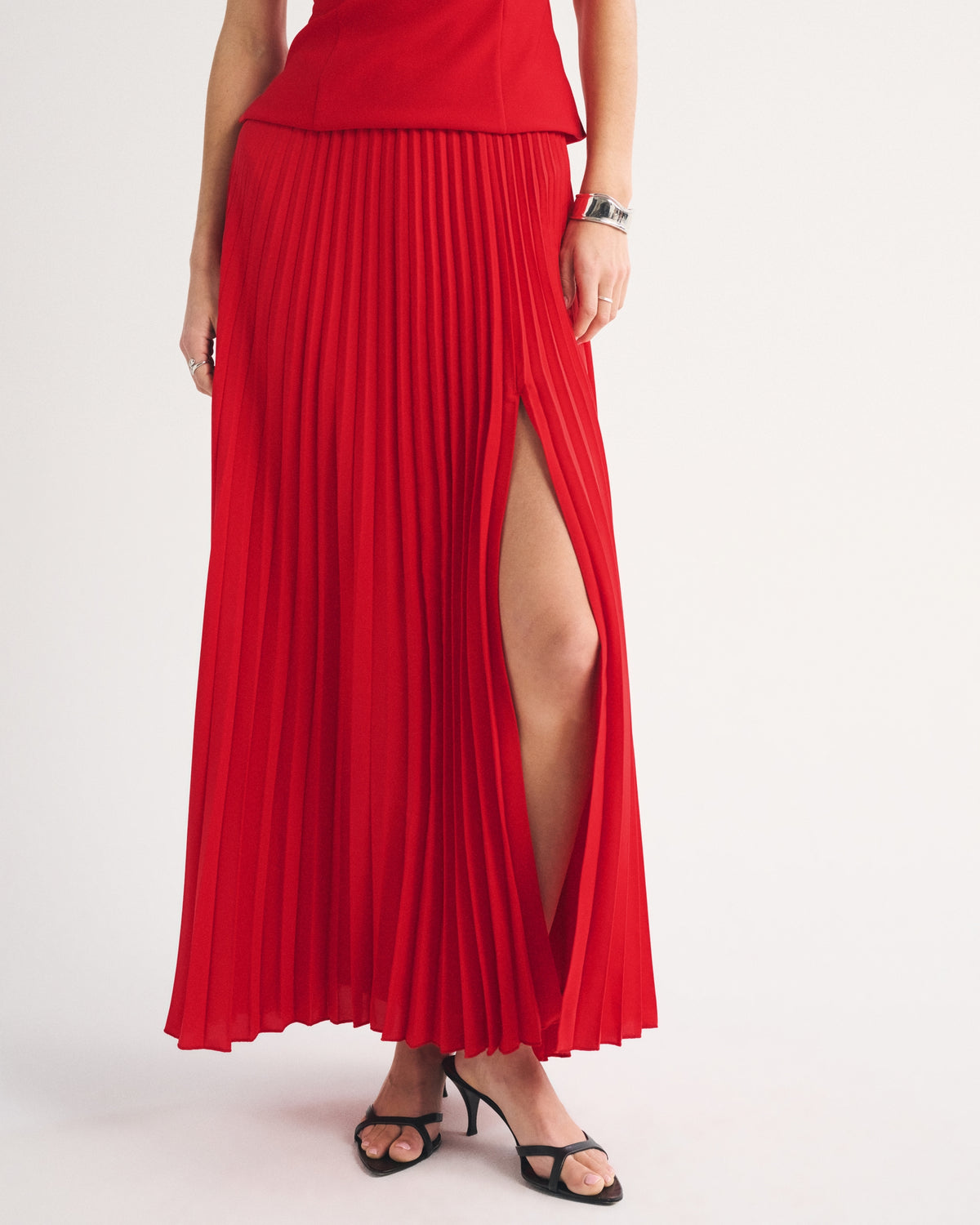 Abercrombie High Rise Pleated Maxi Set Skirt