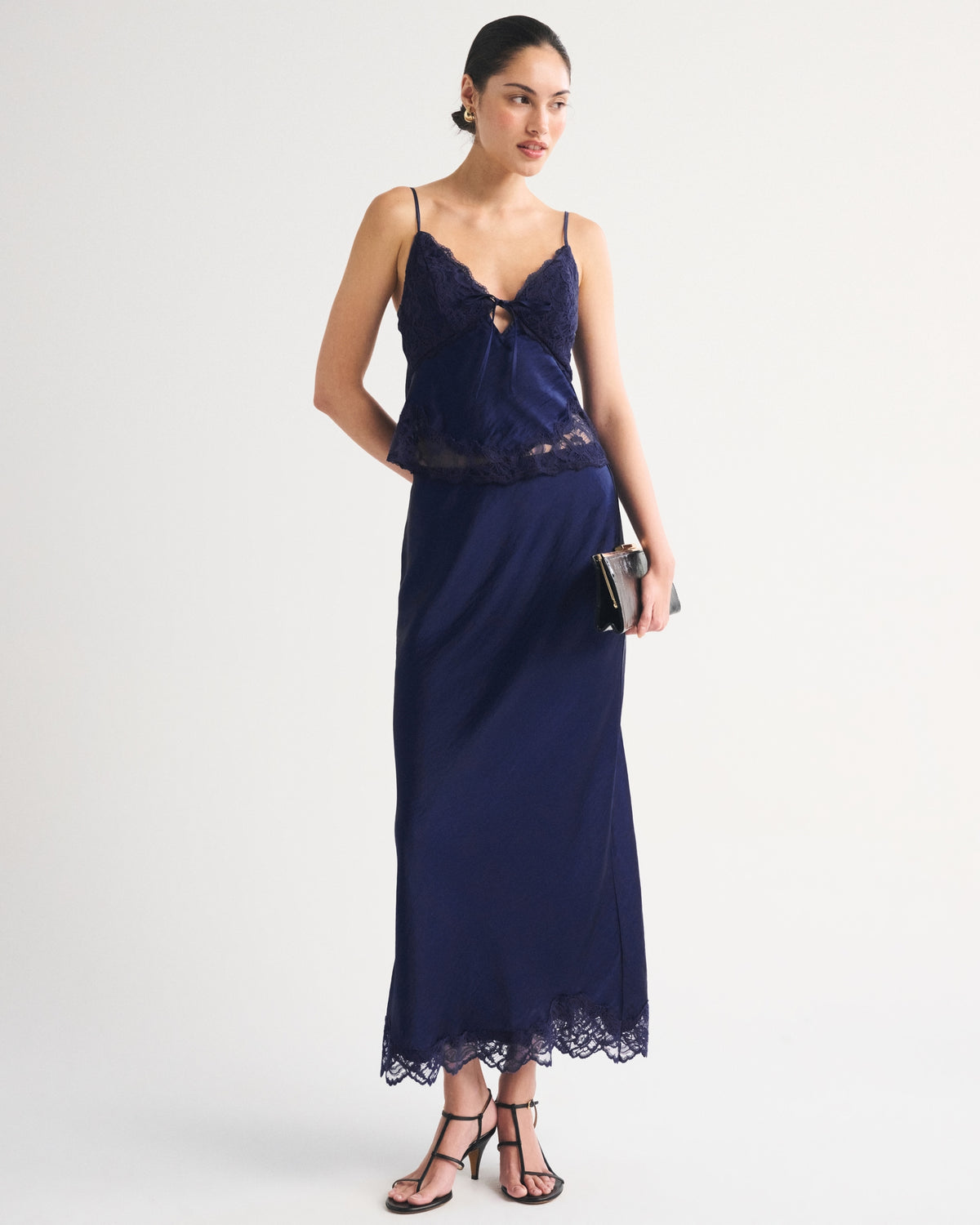 Abercrombie High Rise Satin Maxi Set Skirt