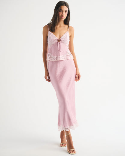 Abercrombie High Rise Satin Maxi Set Skirt