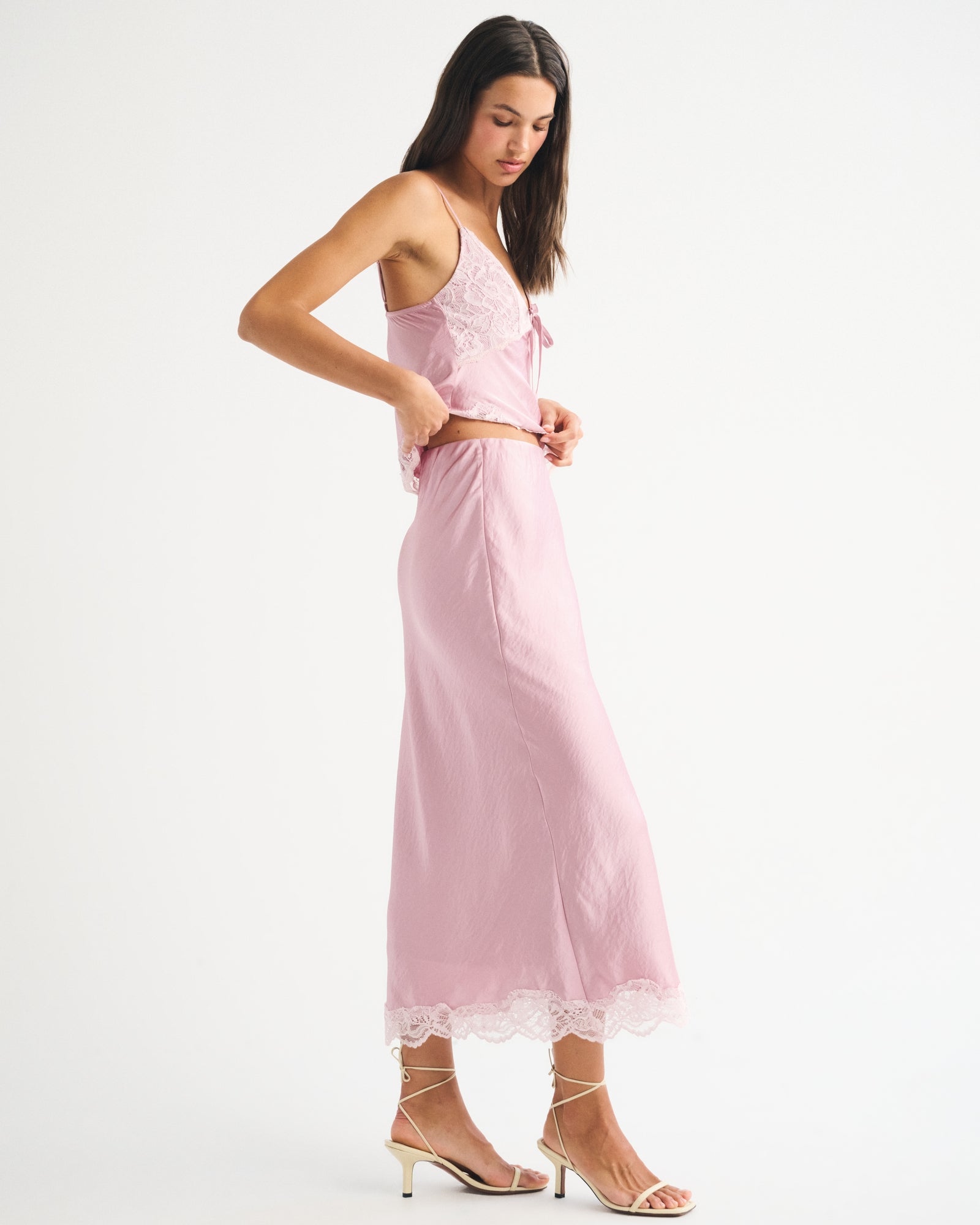 Abercrombie High Rise Satin Maxi Set Skirt