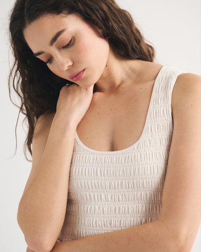 Abercrombie A&F Sydney Smocked Reversible Neckline Knit Midi Dress