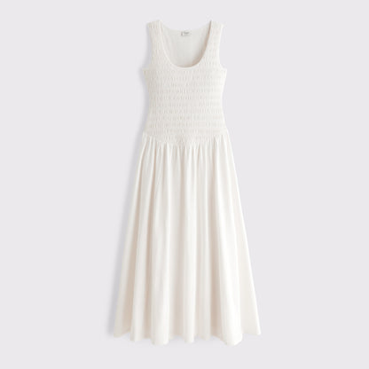 Abercrombie A&F Sydney Smocked Reversible Neckline Knit Midi Dress